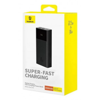 Baseus Star-Lord power bank, 20000 mAh, 30 W, con display e cavo, nero