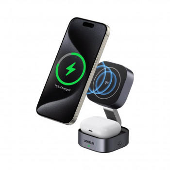 Ugreen X227 caricatore wireless, 1x USB-A, 2x USB-C, 3 A