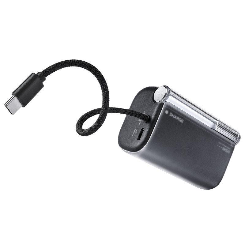 SHARGE Flow 3 power bank, 10.000 mAh, 45 W PD, cavo USB-C, nero