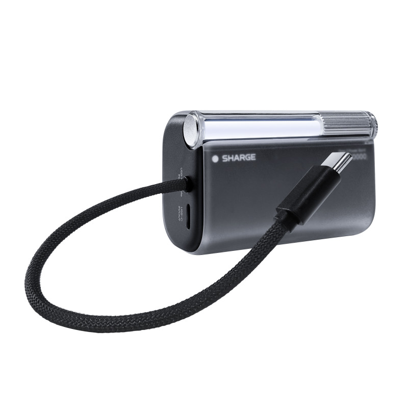 SHARGE Flow 3 power bank, 10.000 mAh, 45 W PD, cavo USB-C, nero