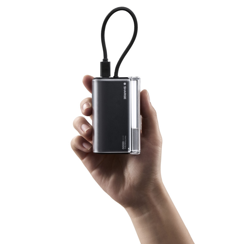 SHARGE Flow 3 power bank, 10.000 mAh, 45 W PD, cavo USB-C, nero