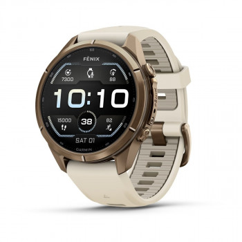 Garmin Fenix 9 Pro 010-04335-26 smartwatch, 43 mm, titanio Autumn Gold, cinturino in silicone crema/grigio francese