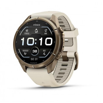 Garmin Fenix 9 Pro 010-04335-26 smartwatch, 43 mm, titanio Autumn Gold, cinturino in silicone crema/grigio francese