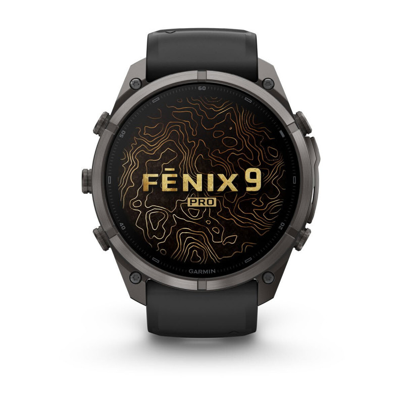 Garmin Fenix 9 Pro 010-04337-16 smartwatch, 51 mm, titanio DLC Carbon Gray, cinturino in silicone nero/Pebble Grey