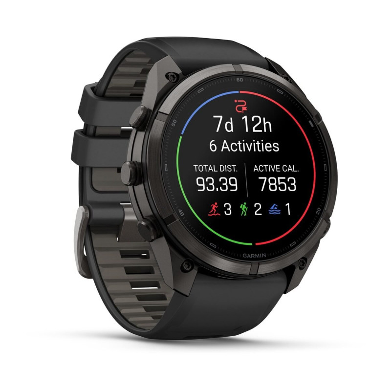 Garmin Fenix 9 Pro 010-04337-16 smartwatch, 51 mm, titanio DLC Carbon Gray, cinturino in silicone nero/Pebble Grey