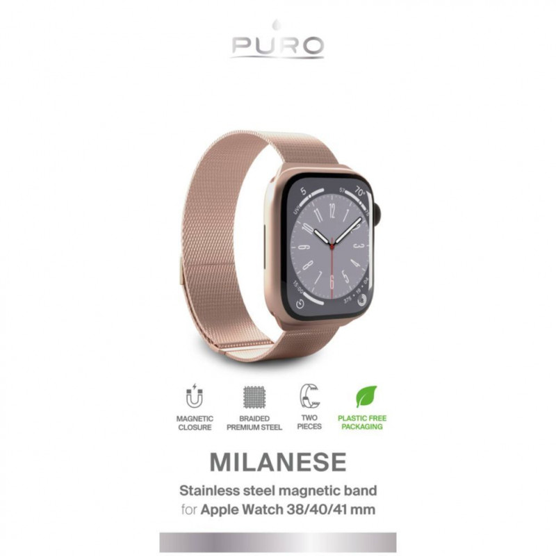 Puro Milanese PUMILAW40ROSE cinturino in acciaio inossidabile per Apple Watch 38/40/41 mm, rosa