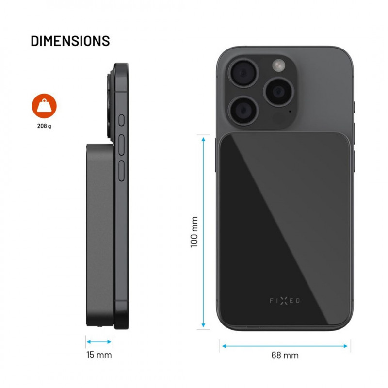Fixed MagZen 10 Crystal batteria esterna, Qi2, 10000 mAh, nera