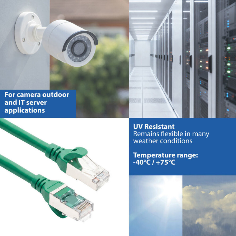 ACT FC2715 cavo di collegamento S/FTP CAT6A ultraflessibile, 15 m, TPE, con protezione antigancio, verde