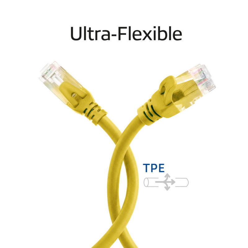 ACT FC1805 cavo patch U/UTP CAT6A in TPE ultraflessibile con connettori RJ45, 5 m, giallo
