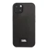 Karl Lagerfeld KLHCP13MSFMP2K custodia rigida per iPhone 13 / 14 / 15, Saffiano Plaque, nera