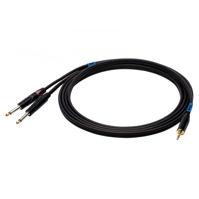SSQ MIJM3 SS-1815 cavo audio, jack stereo 3,5 mm – 2x jack mono 6,3 mm, 3 m, nero