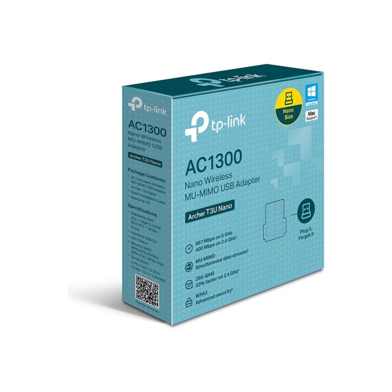TP-Link Archer T3U Nano V1.4 adattatore Wi-Fi USB, AC1300