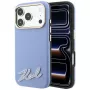 Karl Lagerfeld KF003170 Grained with Resin Signature Logo MagSafe custodia per iPhone 18 Pro Max / 17 Pro Max, azzurra