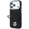 Karl Lagerfeld KF003216 Ring Stand 360 Choupette Head Pin MagSafe custodia per iPhone 18 Pro Max / 17 Pro Max, nera