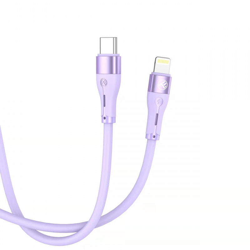 Tellur cavo in silicone da Type-C a Lightning, PD 30 W, 1 m, viola
