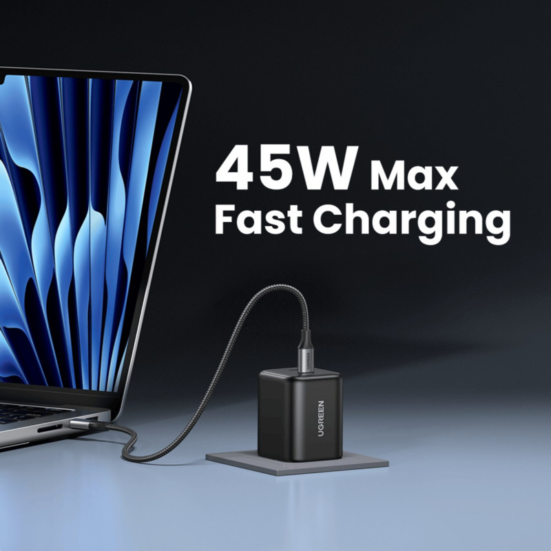 Ugreen X526 caricabatterie 45 W, 2 x USB-C, GaN, nero