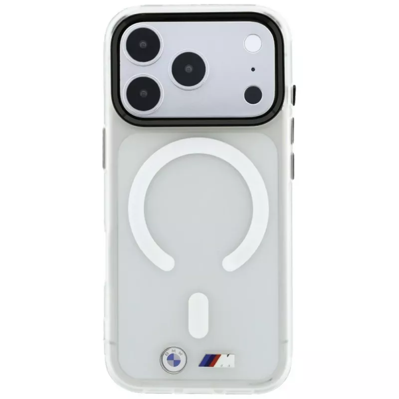 BMW M IML Frosted Metal Logo & Trims custodia con MagSafe per iPhone 18 Pro / 17 Pro, trasparente