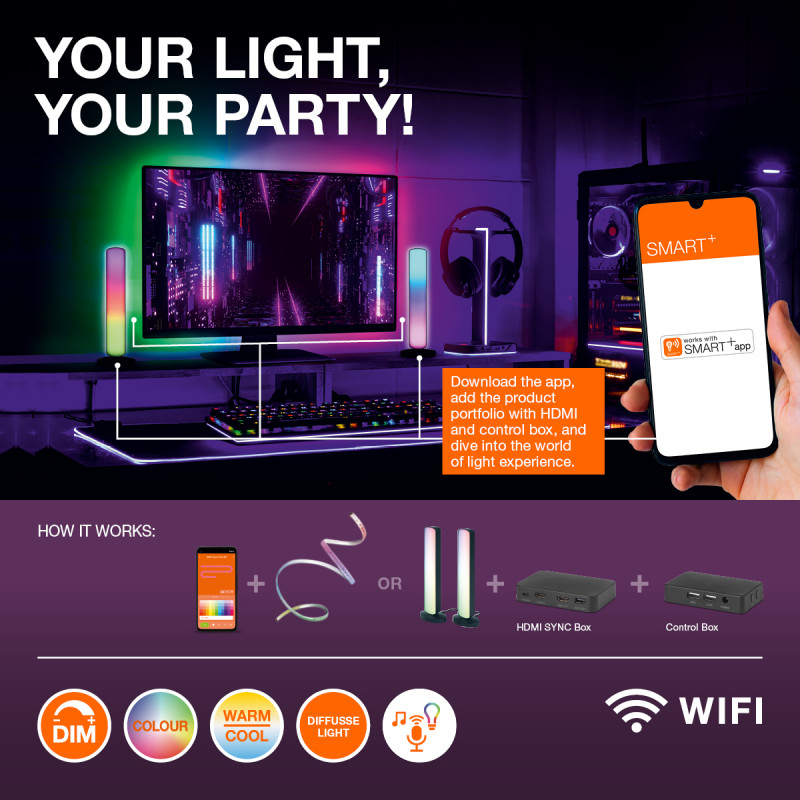 Osram SMART+ WiFi Planon Magic Panel 450x450 mm pannello luminoso intelligente, RGB+TW, dimmerabile, 24 W, bianco