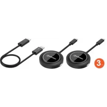 Manhattan 154598 set di presentazione HDMI wireless 1080p con 2 trasmettitori USB-C, nero