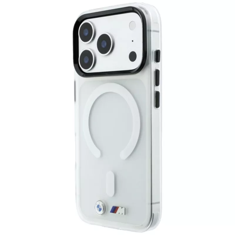BMW M IML Frosted Metal Logo & Trims MagSafe custodia per iPhone 18 Pro Max / 17 Pro Max, trasparente
