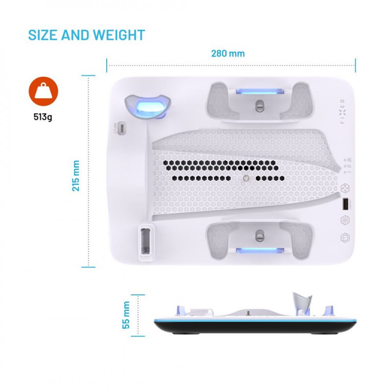 Fixed FIXPS5PS-MCS-BW docking station per PlayStation 5, nera e bianca