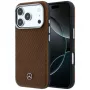 Mercedes Mer008905 custodia per iPhone 18 Pro / 17 Pro, Leather Semi Wrap Wood Effect, MagSafe, color cammello