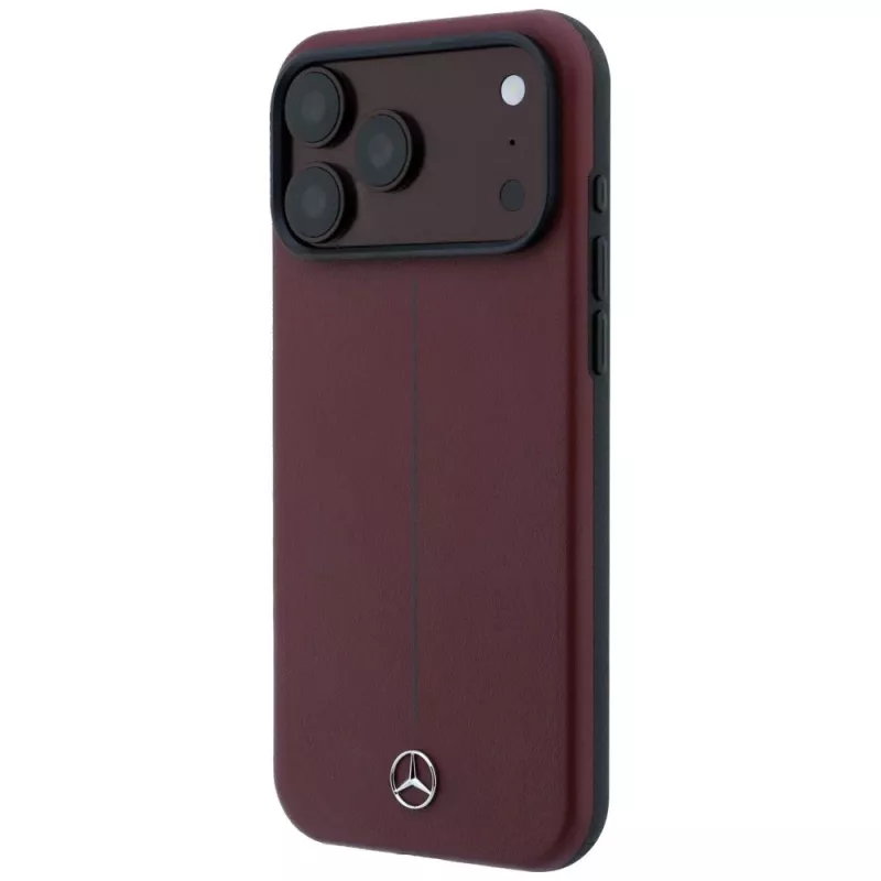 Mercedes Mer008834 Leather Semi Wrap Iconic Line custodia MagSafe per iPhone 18 Pro / 17 Pro, bordeaux