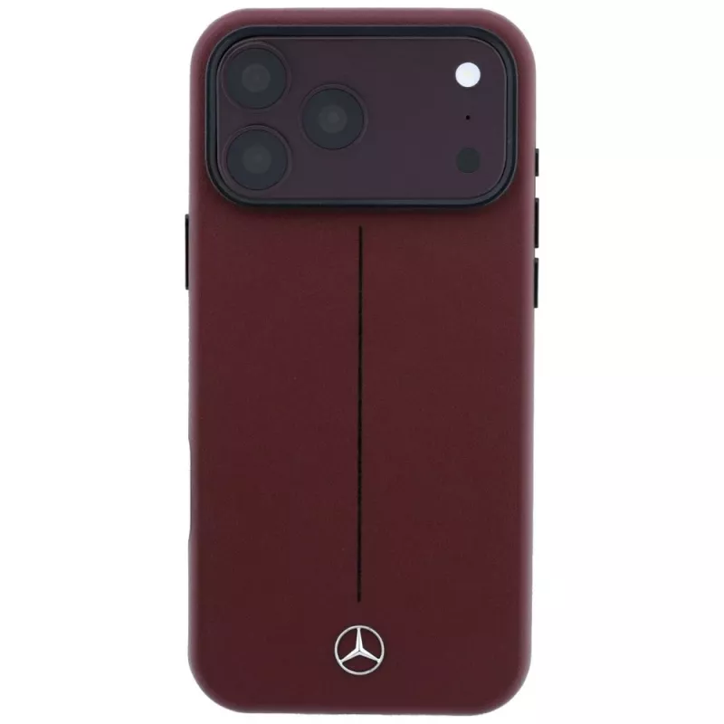 Mercedes Mer008834 Leather Semi Wrap Iconic Line custodia MagSafe per iPhone 18 Pro / 17 Pro, bordeaux