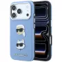 Karl Lagerfeld KF003247 custodia Saffiano con Karl & Choupette Heads Pins & Logo per iPhone 18 Pro / 17 Pro, azzurra