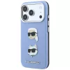 Karl Lagerfeld KF003247 custodia Saffiano con Karl & Choupette Heads Pins & Logo per iPhone 18 Pro / 17 Pro, azzurra