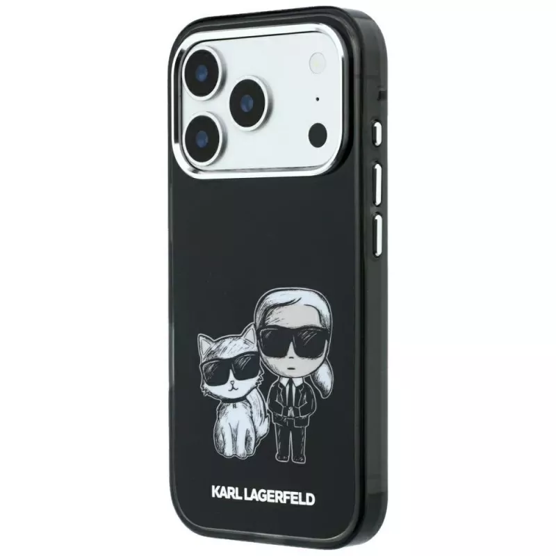 Custodia Karl Lagerfeld KF003184 Smooth Karl & Choupette Bodies Sketch MagSafe per iPhone 18 Pro Max / 17 Pro Max, nera