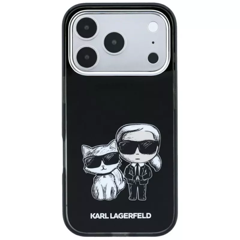 Custodia Karl Lagerfeld KF003184 Smooth Karl & Choupette Bodies Sketch MagSafe per iPhone 18 Pro Max / 17 Pro Max, nera