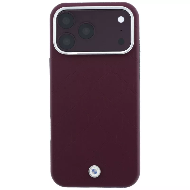 Custodia BMW BMW001224 Sign Deboss Quilted Metal Logo MagSafe per iPhone 18 Pro Max / 17 Pro Max, bordeaux