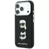 Karl Lagerfeld KF003249 Saffiano with Karl & Choupette Heads Pins & Logo custodia per iPhone 18 Pro / 17 Pro, nera