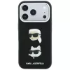 Karl Lagerfeld KF003249 Saffiano with Karl & Choupette Heads Pins & Logo custodia per iPhone 18 Pro / 17 Pro, nera