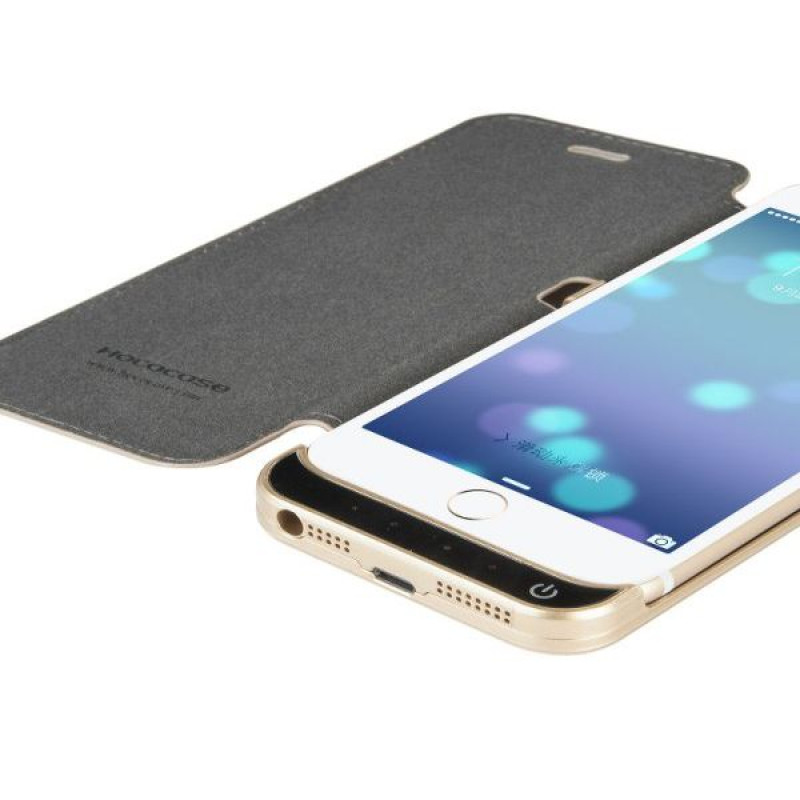 Hoco custodia a libro in pelle con power bank da 3000 mAh per Apple iPhone 6, oro