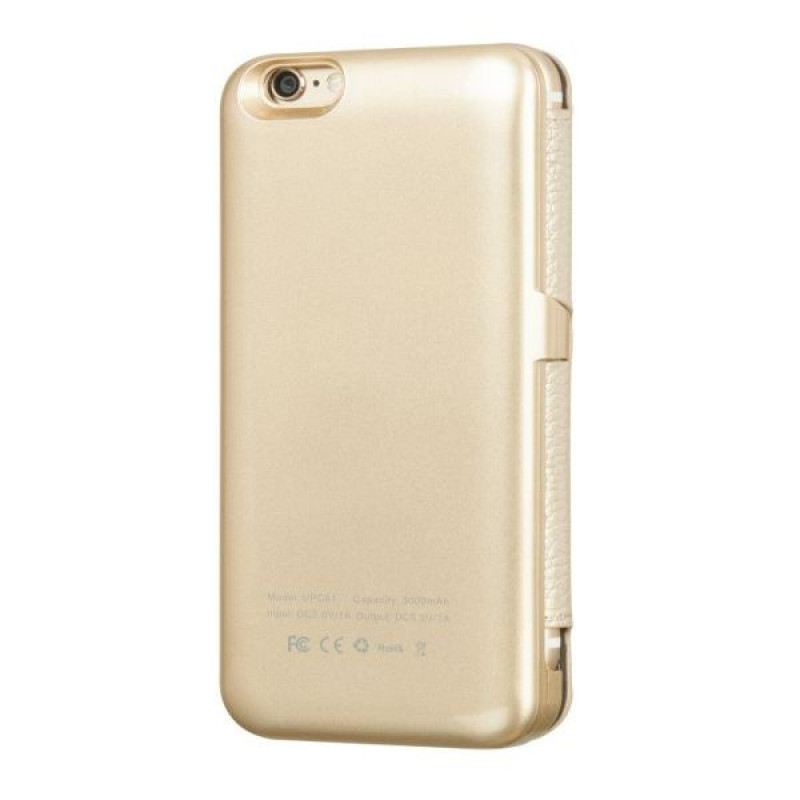 Hoco custodia a libro in pelle con power bank da 3000 mAh per Apple iPhone 6, oro