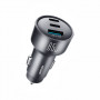 Joyroom JR-CCN19 caricabatterie da auto, 65 W, 2x USB-C + USB-A, grigio scuro