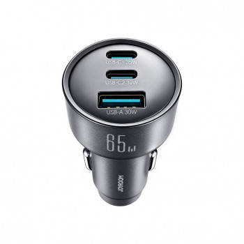 Joyroom JR-CCN19 caricabatterie da auto, 65 W, 2x USB-C + USB-A, grigio scuro
