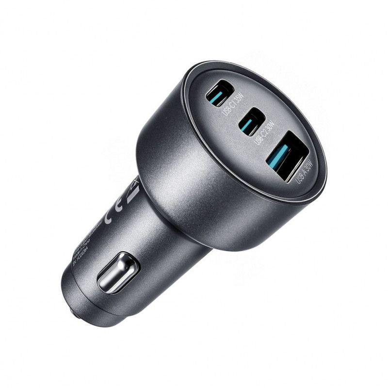 Joyroom JR-CCN19 caricabatterie da auto, 65 W, 2x USB-C + USB-A, grigio scuro