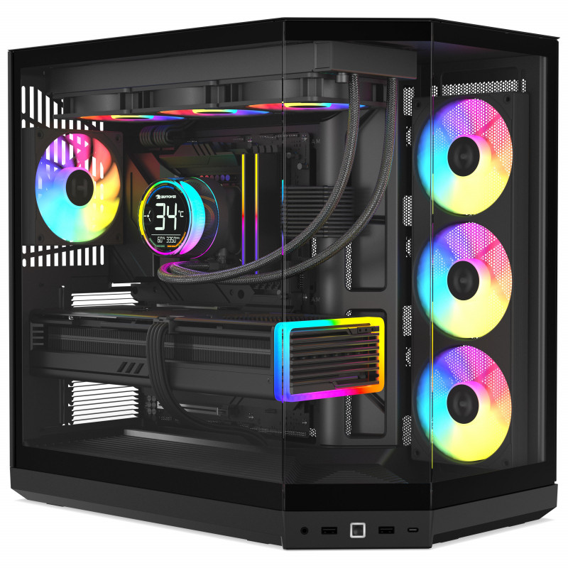 HYTE Y50 Pitch Black case per computer, vetro temperato x 3