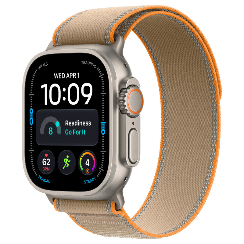 Apple Watch Ultra 4 GPS + Cellular 49 mm smartwatch, cassa in titanio naturale, cinturino Trail Loop sabbia, S/M, MJAJ4QF/A