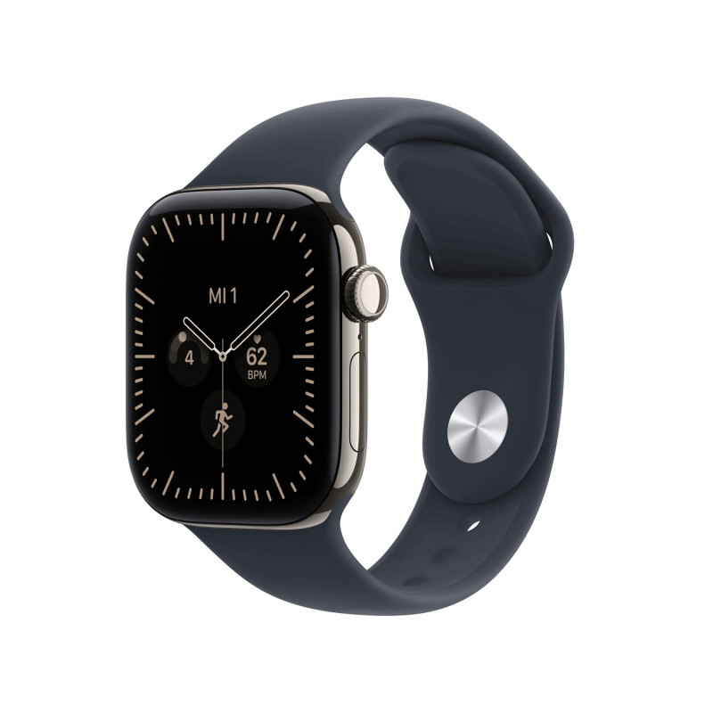 Apple Watch Series 12 GPS + Cellular 42 mm, cassa in titanio naturale, cinturino sport blu navy, M/L