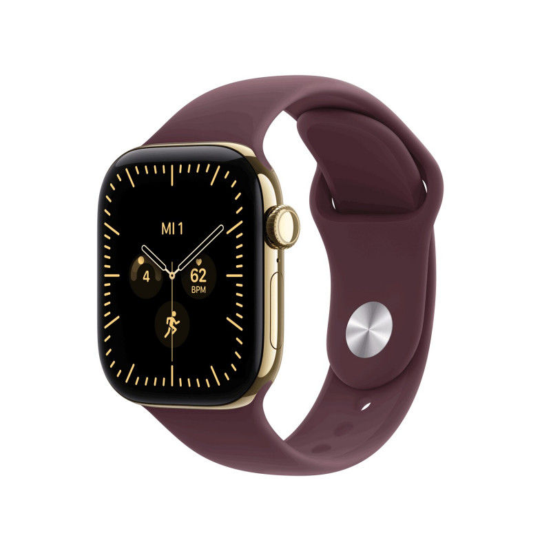 Apple Watch Series 12 GPS + Cellular 42 mm, cassa in titanio oro radioso, cinturino sport bordeaux, M/L