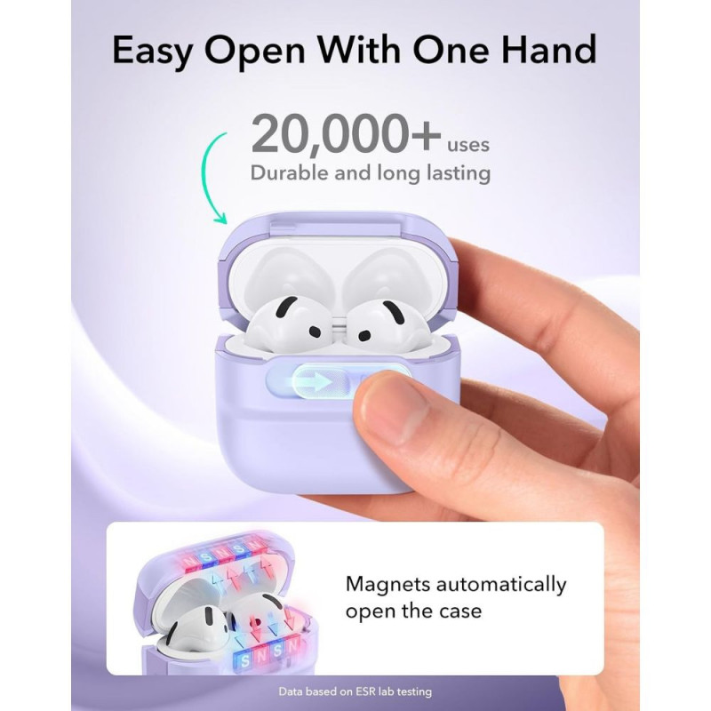 ESR Pulse HaloLock MagSafe custodia per Apple AirPods 4 / 5, lavanda