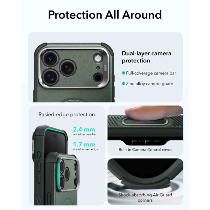 ESR Cyber Tough Kickstand MagSafe custodia per Apple iPhone 17 Pro / 18 Pro, verde