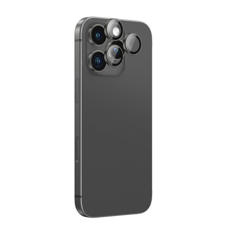 AmazingThing AR Aluminum 3 Lens Glass protezione per obiettivi fotocamera con cornice per iPhone 16 Pro / 16 Pro Max, nera