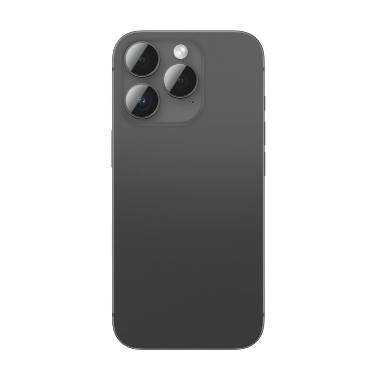 AmazingThing AR Aluminum 3 Lens Glass protezione per obiettivi fotocamera con cornice per iPhone 16 Pro / 16 Pro Max, nera