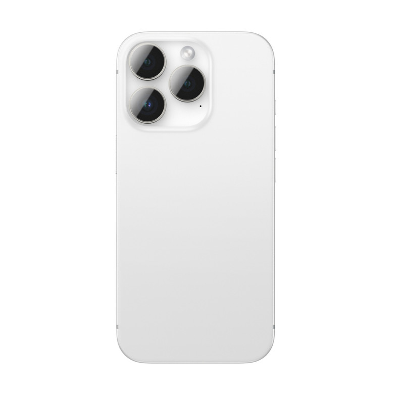 AmazingThing AR Aluminum 3 Lens Glass protezione per obiettivi fotocamera con cornice per iPhone 16 Pro / 16 Pro Max, argento