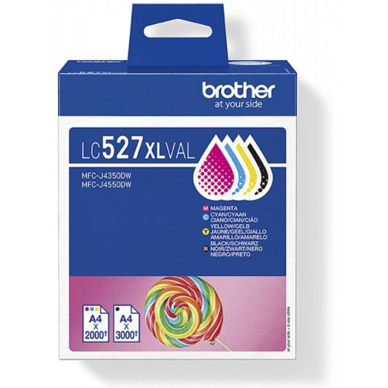 Brother LC527XLVAL value pack di cartucce d'inchiostro (4 pz.), alta resa, nero, giallo, ciano, magenta